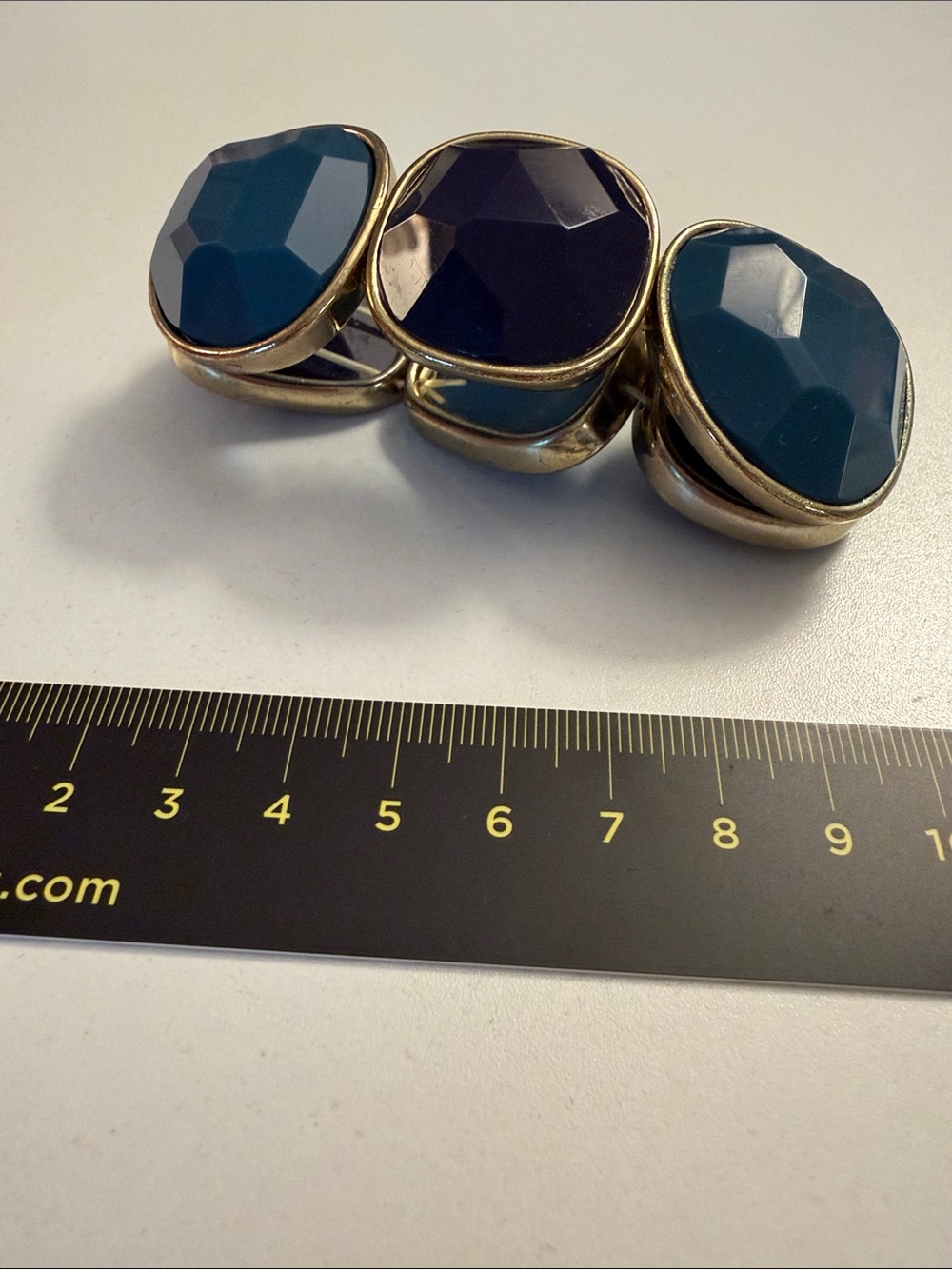 Vintage Faceted Teal & Navy Stretch Bracelet